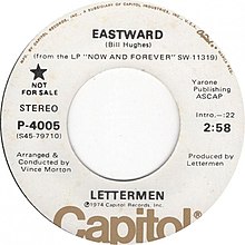 Ke arah timur dengan The Lettermen (Bill Hughes) 45 label.jpg