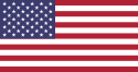 Red, white and blue flag with 50 stars of the United States of America