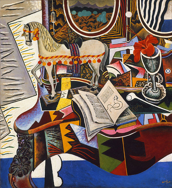 File:Joan Miró, 1920, Horse, Pipe and Red Flower, oil on canvas, 82.6 x 74.9 cm, Philadelphia Museum of Art.jpg