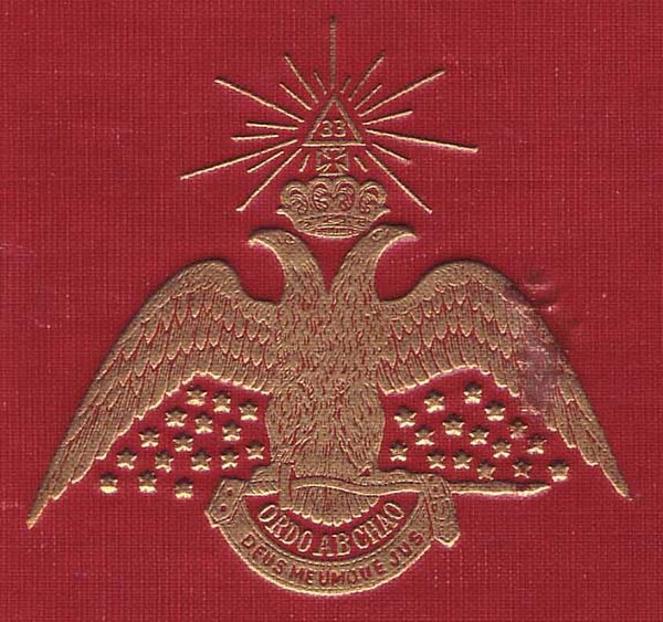 The double-headed eagle on the cover of Morals and Dogma.