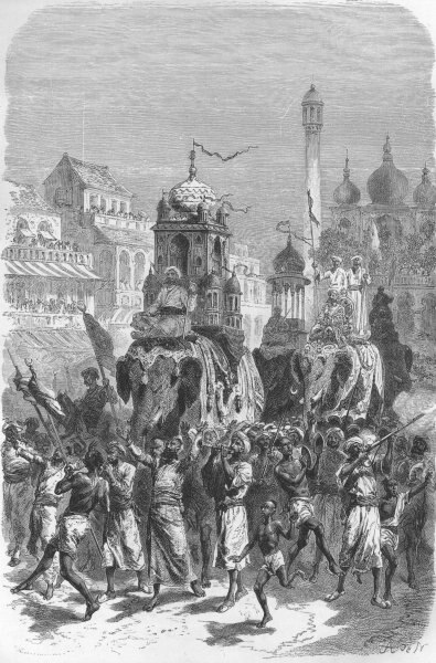 A procession of Shia Muslims in Bhopal in the Mughal Empire.