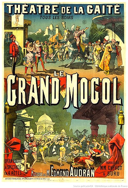 Poster for the 1884 production of Le grand mogol in Paris.