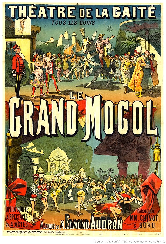 brightly-coloured poster, depicting actors in exotic costumes