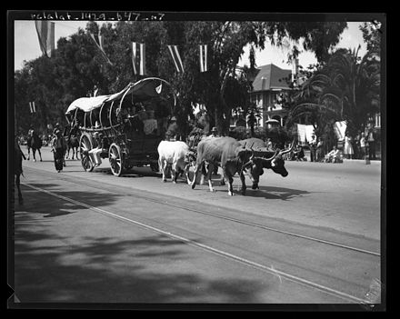 Covered wagon in Pioneer Days Parade in Santa Monica, 1931