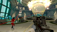 007 Legends is a first-person shooter game that serves as a retelling of key moments in the James Bond franchise. Here the player navigates through a level from the film Moonraker. 007 legends gameplay.png