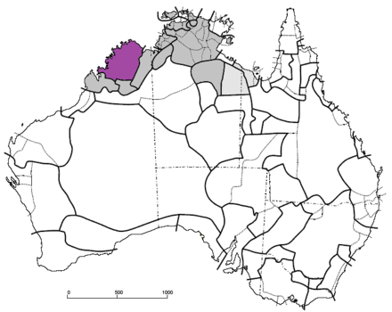 Worrorran languages (purple), among other non-Pama-Nyungan languages (grey)