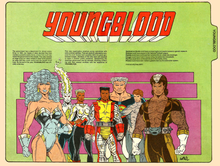 The team's second published appearance in Megaton Comics Explosion #1 (June 1987) YoungloodMegatonExplosion1.png