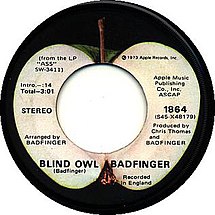 Because of the dispute over Joey Molland's copyrights, Apple did not credit the individual writers of the songs on Ass, such as Tom Evans for "Blind Owl", instead crediting the song simply to "Badfinger". Blind Owl.jpg