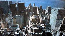The Daily Planet Building at Planet Square with the Financial District, in 2006's Superman Returns Dailyplanetskyline.jpg