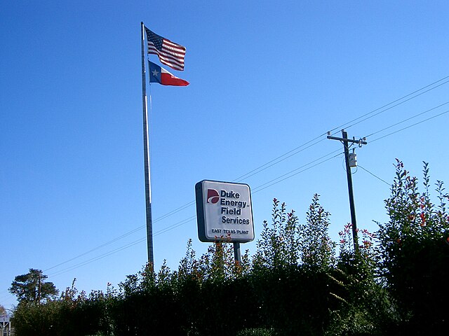 Duke Energy Field Services near Palestine, Texas. The facilities include refineries and oil wells throughout the region.