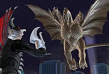 King Ghidorah face-to-face with Gigan