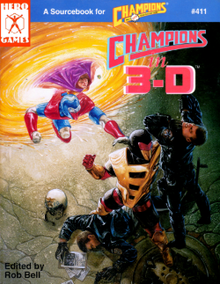 Cover art by David Dorman, 1990 Cover of Champions in 3-D.png