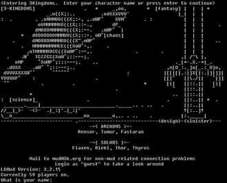 A screenshot of one of the many different initial login screens for 3K, as seen in MUSHclient 3K login screenshot.png