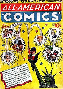 Scribbly featured on the left of the cover photo in All-American Comics #1 (April 1939) alongside original comic strip characters. All-AmericanComics1.jpg