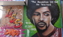 New York City artist Chico painted this commemorative on the side of a building