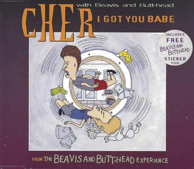 Beavis and Butt-Head duet with Cher UK single which includes a Beavis and Butt-Head Experience sticker to promote the release