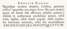 A Latin text used in a sample of Caslon Caslon english roman sample.png