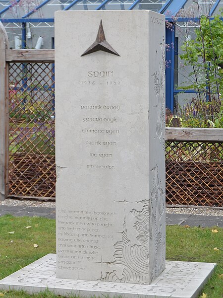 Memorial to Limerick men who fought in the International Brigades, erected outside Limerick City Hall in 2014.