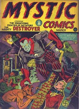 Al Gabriele's cover to Mystic Comics #8 (March 1942)