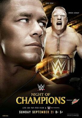 Promotional poster featuring John Cena and Brock Lesnar with the WWE World Heavyweight Championship