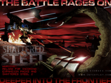 Upon exiting the game, a screen is displayed that advertises expansion packs and a sequel. Shattered Steel screenshot 2.png