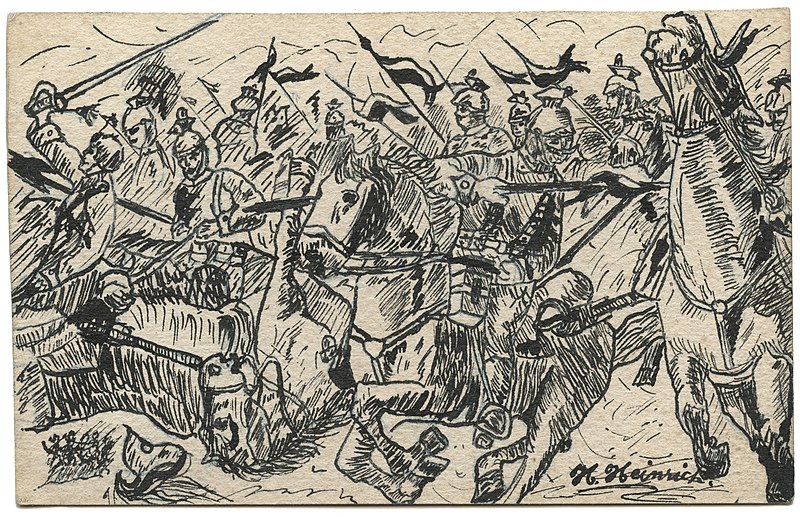 File:Ulhan (cavalry) charge.WWI postcard art.Wittig collection.item 31.scan.obverse.jpg