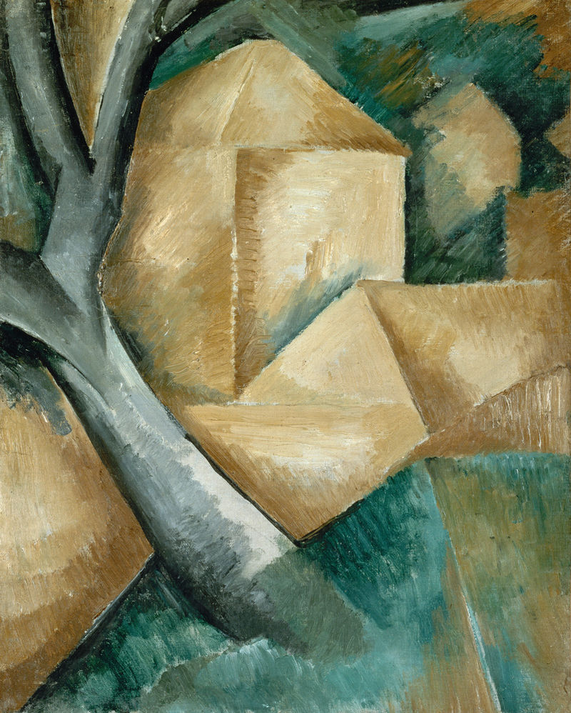 Georges Braque, 1908, Maisons et arbre, oil on canvas, 40.5 x 32.5 cm, Lille Métropole Museum of Modern, Contemporary and Outsider Art.jpg