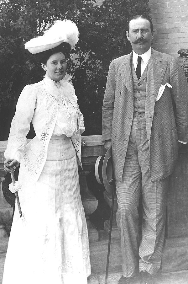 Larz and Isabel Anderson on the garden terrace of their Washington, D.C., home