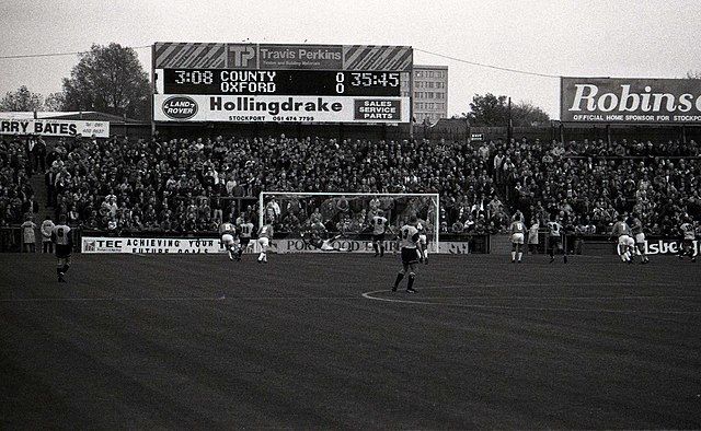 Stockport play Oxford United at Edgeley Park in 1994.