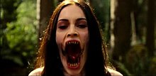 One of the makeup designs in the film for Jennifer's mouth while the character is in demonic form. Fox explained that the jaw unhinges sort of like a snake's so that Jennifer can fully envelop her victims.[32] Unlike a snake, the character has long, sharp teeth in order to tear the flesh from her victims' bodies as she eats them.