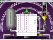 The fuel tank is on the left, and on easier levels has 15 sections instead of 25. By clicking or double-clicking on the rectangles beneath Blasternaut, players instruct him where to go and press numbers and operators down. Number Recycler.png