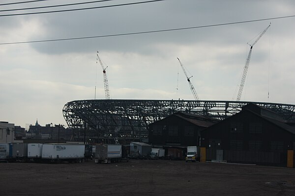 Red Bull Arena under construction in Harrison, New Jersey on March 10, 2009
