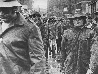 UDA members marching through Belfast city centre, mid-1972