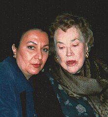 Cleopatra with Julia Child wearing scarf by Cleopatra in 2000