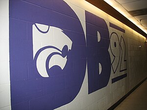 Former DB92 logo on a wall outside the KSDB offices in McCain Auditorium Db92wall.jpg