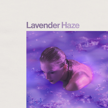 Cover artwork of "Lavender Haze" showing Swift in a lavender hue, in a bathtub