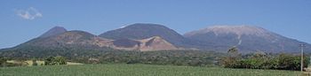 Santa Ana volcano with Izalco to the far left, Cerro Verde center and San marcelino vents in the foreground.