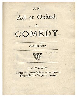 <i>An Act at Oxford</i> 1704 play