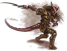 Tiefling fighter designed by William O'Connor for 4th Edition Dungeons & Dragons. Tiefling rangersm.JPG