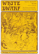 Cover of White Dwarf Issue #1, June/July 1977 White Dwarf 1st edition.png