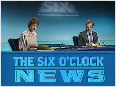 A bulletin presented by Sue Lawley and Nicholas Witchell. This set design was in use from 3 September 1984 to 12 April 1993.