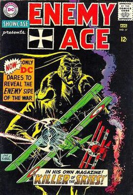 Cover to Showcase #57 (July/August 1965) featuring The Enemy Ace (art by Joe Kubert).