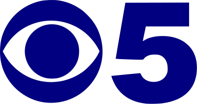 A CBS eye in blue next to a thick sans serif "5", also in blue.