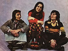 Лутаюча Срца в 1974 году, слева направо: Милан Маркович, Споменка Чокич, Миролюб Йованович