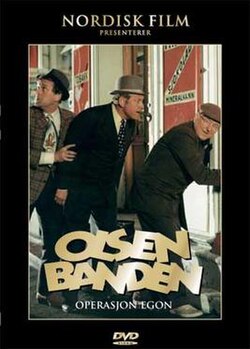 DVD cover of the first Norwegian Olsenbanden: from left to right: Benny, Egon, Kjell. Olsenbanden1 l.jpg