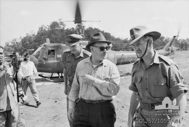Brigadier Hughes with Paul Hasluck, the Minister for External Affairs, in South Vietnam in 1967