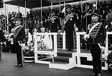 Prince Philip takes the salute on Amalgamation Day 1958 Amalgamation Day Hohne.jpg