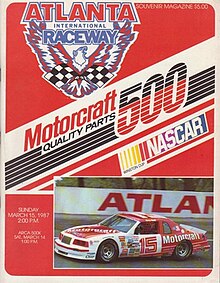The 1987 Motorcraft Quality Parts 500 program cover, featuring Ricky Rudd.