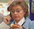 Prunella Scales, as Dotty Turnbull arguing about Tesco prices