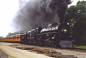 Milwaukee Road 261 is a preserved Milwaukee Road steam locomotive that operates excursion trains. Milwaukee Road 261-June 2002.jpg
